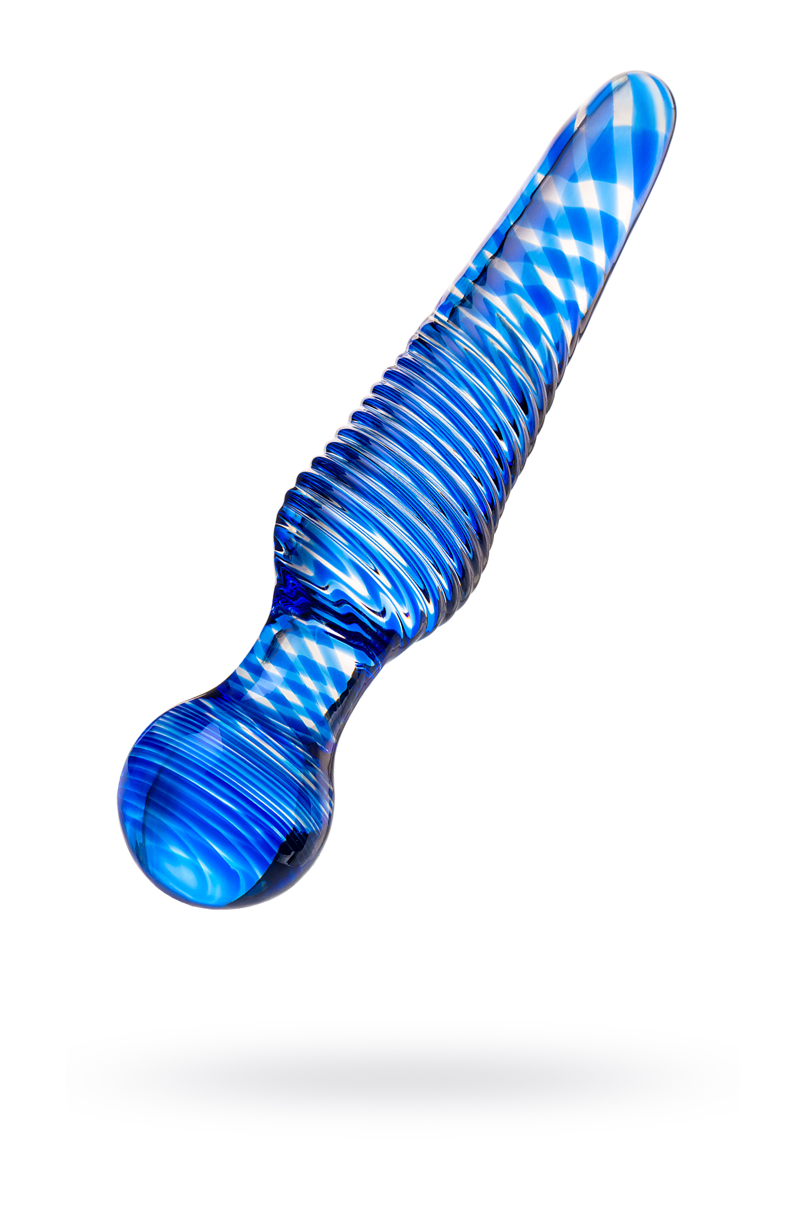 Двусторонний фаллоимитатор Sexus Glass, стекло,синий, 17 см