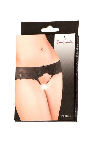 Трусики черные эротические Erolanta Lingerie Collection кружевные S