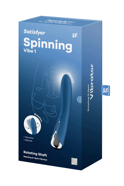 Вибратор для точки G  с ротацией Satisfyer Spinning Vibe 1, силикон, синий, 17,8 см