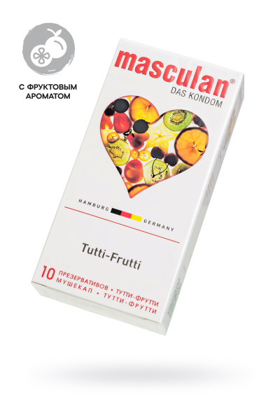 Презервативы Masculan, ultra 1, тутти-фрутти, 19 см, 5,3 см, 10 шт.