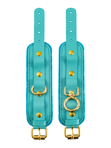 Наручники-браслеты Pecado BDSM, «МИНИ», двуслойный, оригинальная сцепка, натуральная кожа, голубой