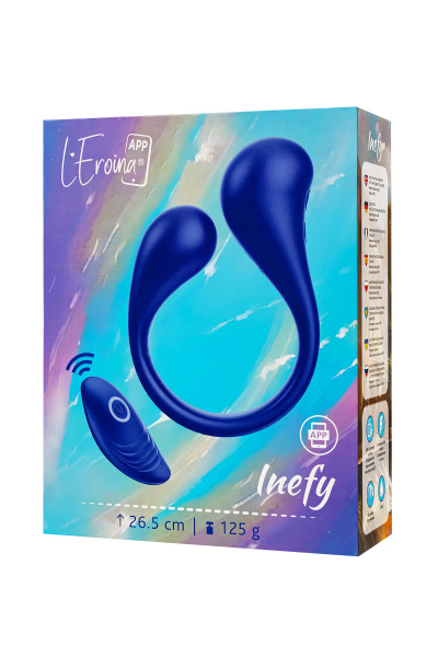 Многофункциональный вибратор L`Eroina APP INEFY  с пультом и APP, силикон, синий, 26,5 см