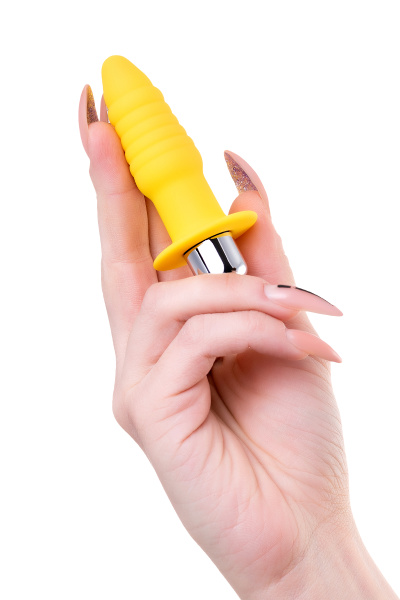 Анальная вибровтулка TODO BY TOYFA LANCY, влагостойкая, силикон, желтая, 11см