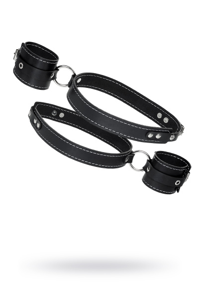 Бандажная система для фиксации рук к ногам Pecado BDSM, натуральная кожа, черная